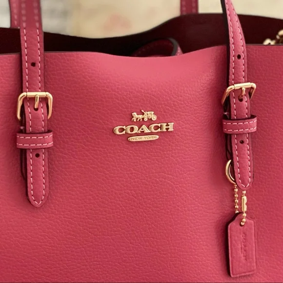 🆕 COACH | Pink Strawberry Haze Mollie Tote 25 Crossbody Shoulder Bag Purse - Picture 6 of 16